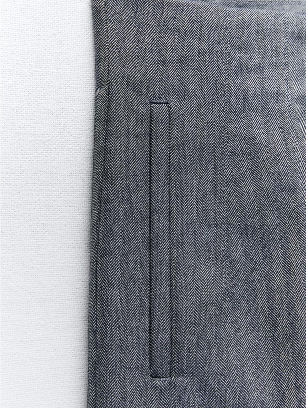 Zara High Rise Trousers Indigo Blue with Melange Effect Pants Size Small - Picture 6 of 7